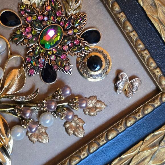 Handmade Framed Jewelry Art 8"W x 10"H - Picture 3 of 8